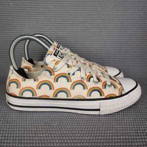 Converse All Star Youth Size 3 Rainbow White Canvas Low Top Shoes 365519F